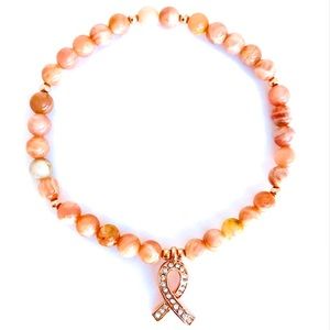 Pink Moonstone Breast Cancer Awareness Bracelet🎀